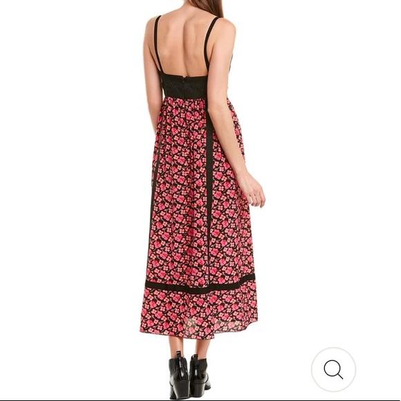 NWT ANNA SUI SILK MAXI DRESS WILDFLOWERS IN THE WIND - Picture 2 of 15